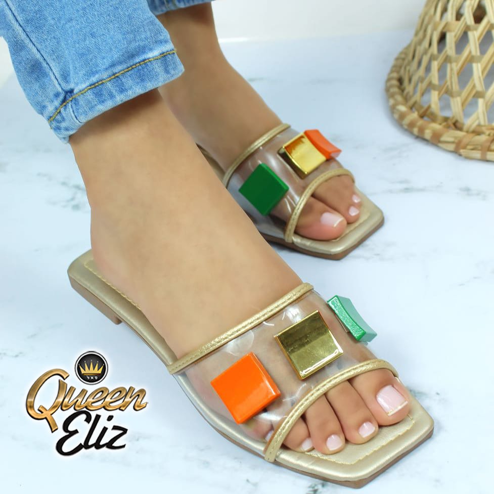 Gold Light Sandals with Colors
