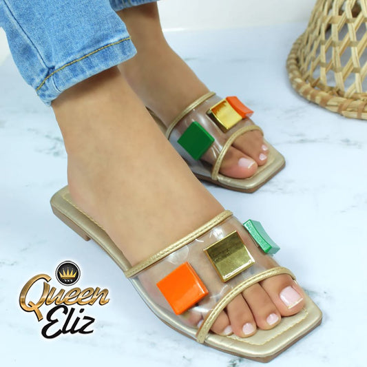 Sandalias Oro Light con Colores