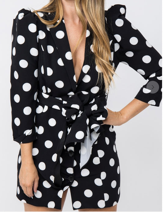 Black Mini Dress with White Balls
